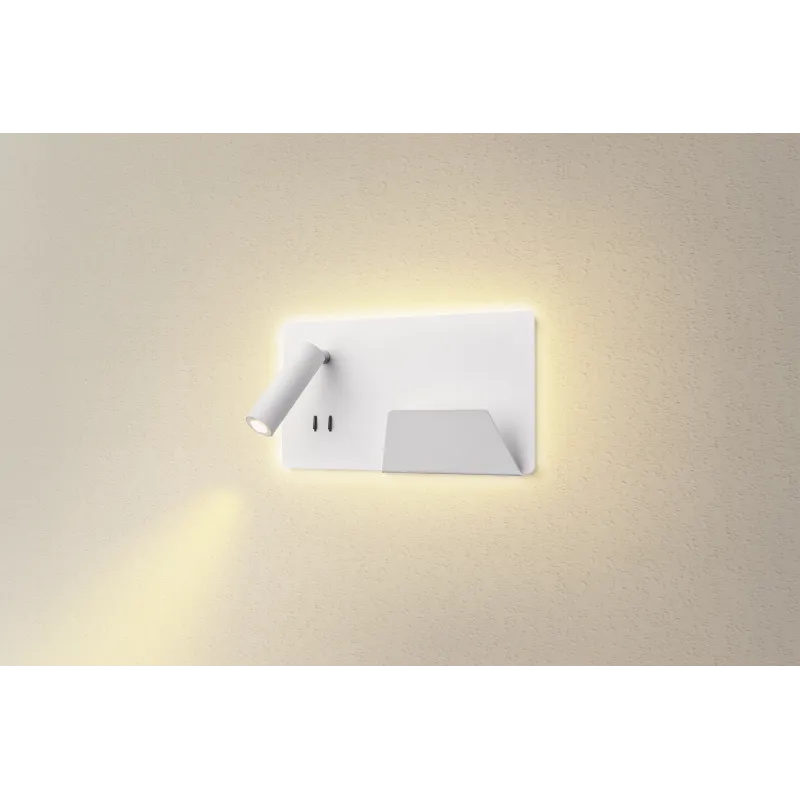 SOMNILA SPOT, applique intérieure, liseuse, version droite, blanc, LED, 13W, 3000K, avec port USB