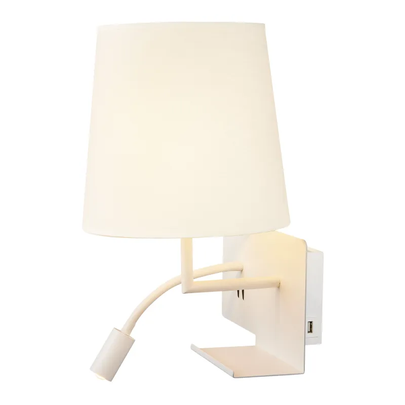 SOMNILA FLEX, applique intérieure, liseuse, version droite, blanc, LED, 3W, 3000K, avec port USB