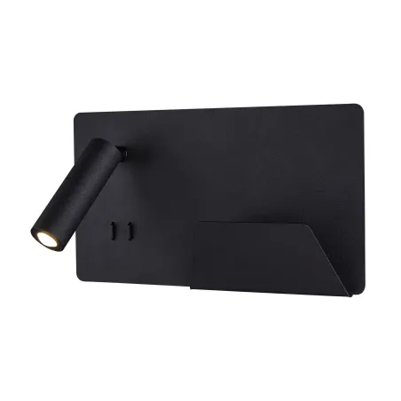 SOMNILA SPOT, applique intérieure, liseuse, version droite, noir, LED, 13W, 3000K, avec port USB