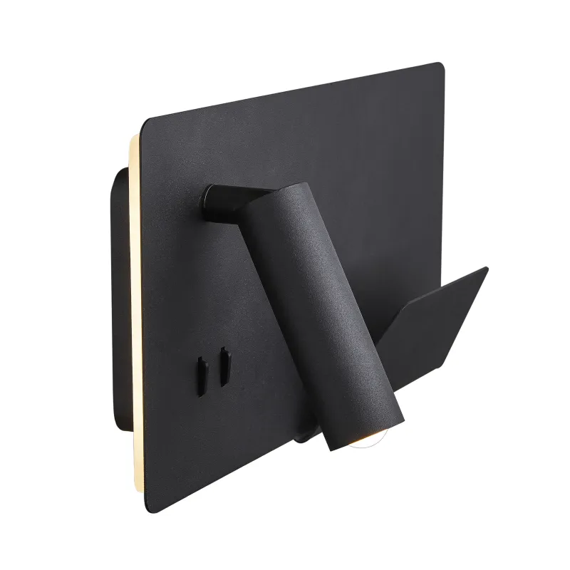 SOMNILA SPOT, applique intérieure, liseuse, version droite, noir, LED, 13W, 3000K, avec port USB