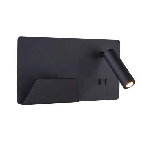 SOMNILA SPOT, applique intérieure, liseuse, version gauche, noir, LED, 13W, 3000K, avec port USB