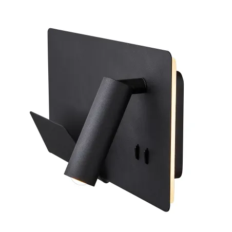 SOMNILA SPOT, applique intérieure, liseuse, version gauche, noir, LED, 13W, 3000K, avec port USB