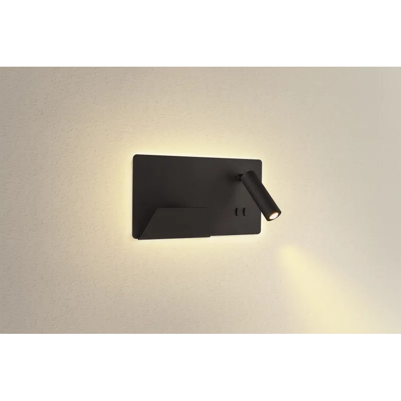 SOMNILA SPOT, applique intérieure, liseuse, version gauche, noir, LED, 13W, 3000K, avec port USB