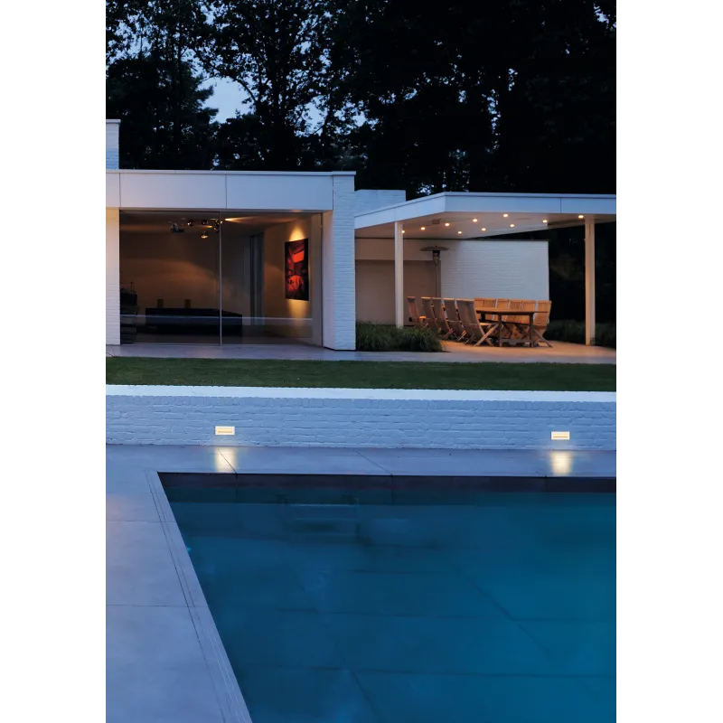 BRICK, encastré mural extérieur, asymétrique, inox, LED, 11W, 3000K, IP65, collerette inox 316