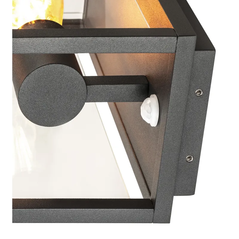 QUADRULO SENSOR, applique extérieure, anthracite, E27, 15W max, IP44, détecteur de mouvements