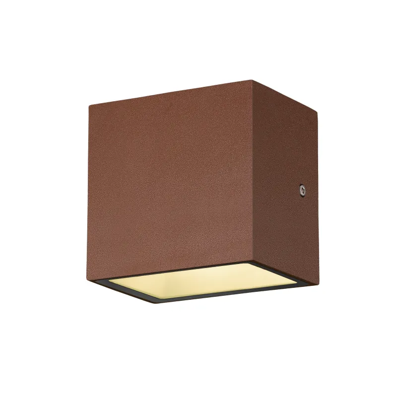 SITRA CUBE, applique extérieure, S, simple, rouille, LED, 6,2W, 3000K/4000K, IP44, CCT Switch
