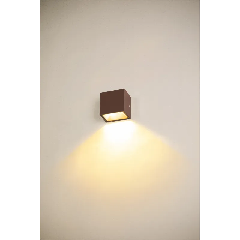 SITRA CUBE, applique extérieure, S, simple, rouille, LED, 6,2W, 3000K/4000K, IP44, CCT Switch