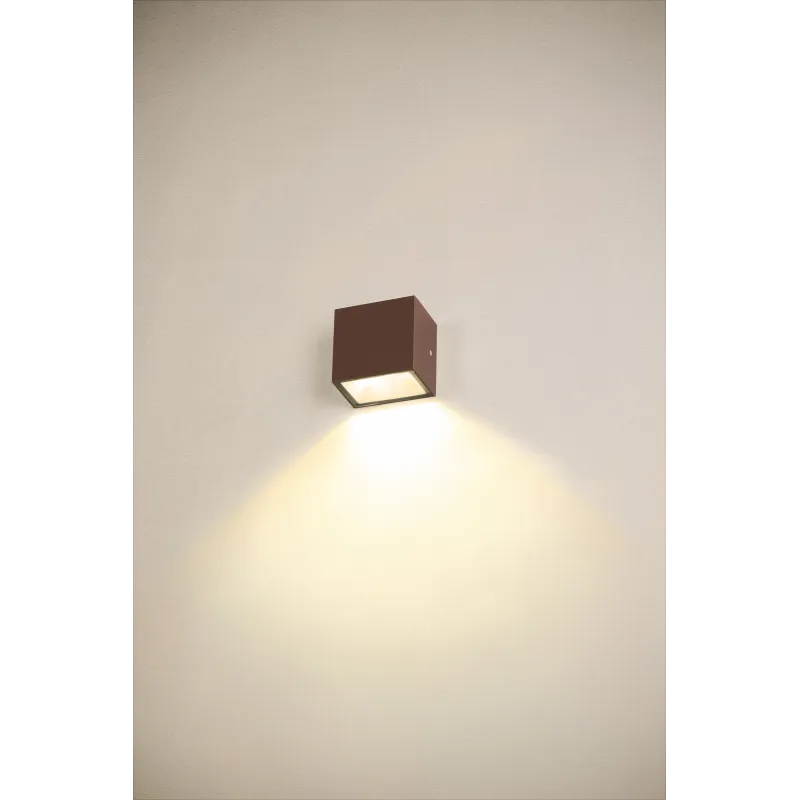 SITRA CUBE, applique extérieure, S, simple, rouille, LED, 6,2W, 3000K/4000K, IP44, CCT Switch