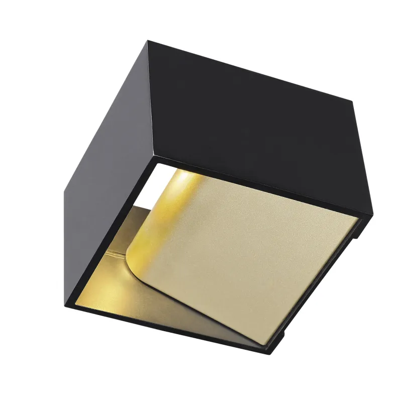 LOGS IN, applique intérieure, carré, noir/laiton, LED, 11W, 2000-3000K, variable, Dim to warm