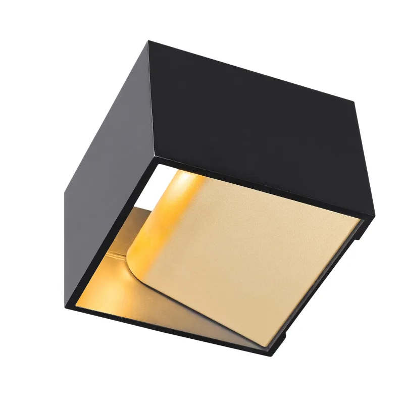 LOGS IN, applique intérieure, carré, noir/laiton, LED, 11W, 2000-3000K, variable, Dim to warm