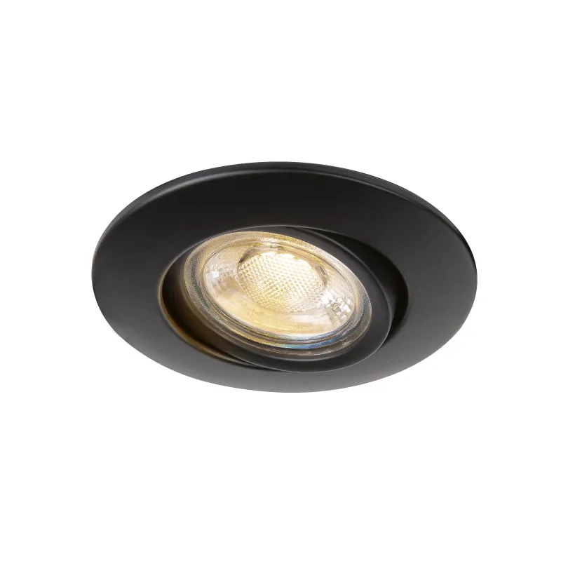 EASY-INSTALL QPAR51, encastré de plafond intérieur, rond, noir, GU10/QPAR51, 20W max, RT 2012