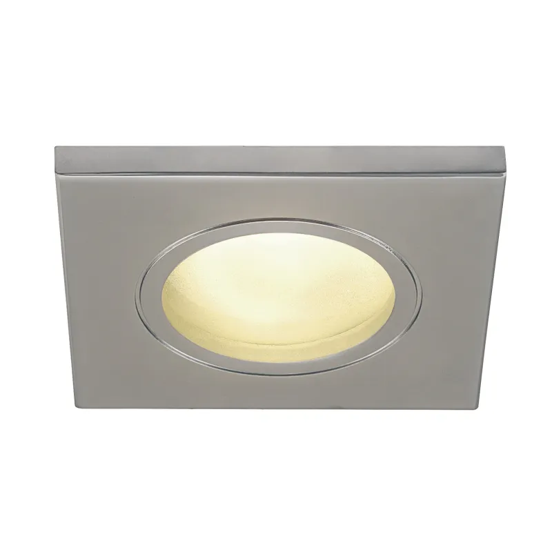 DOLIX OUT, encastré de plafond intérieur/extérieur, carré, argent, GU10/QPAR51, 50W max, IP65
