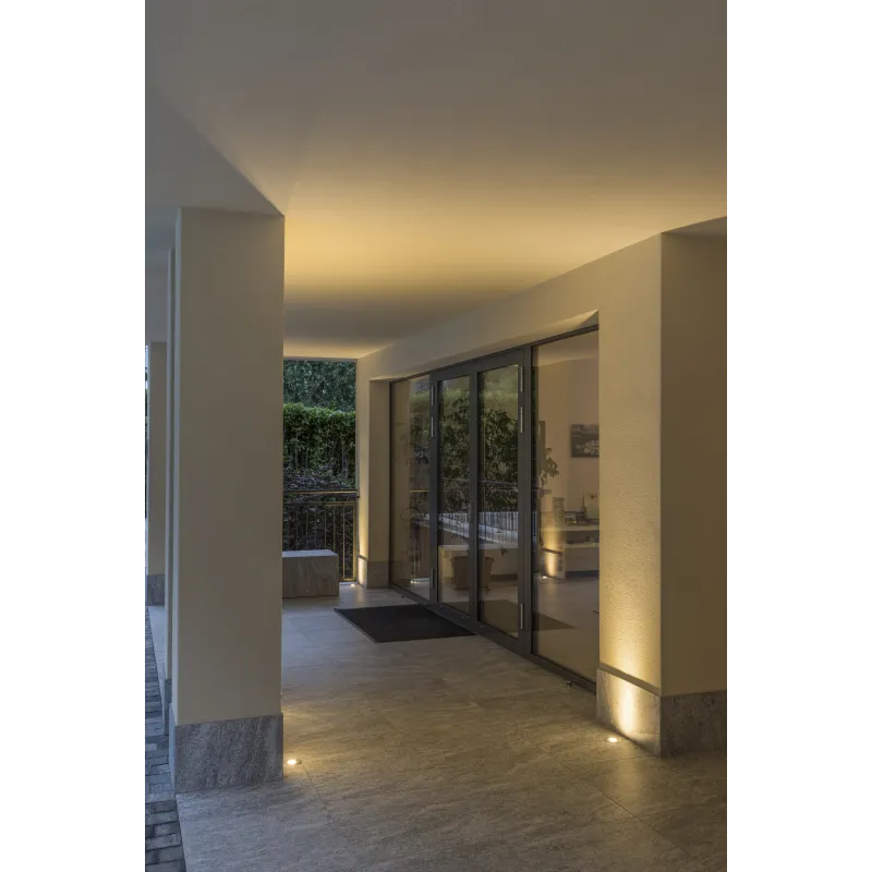 DASAR® 920, encastré de sol extérieur, inox brossé, LED, 7W, 3000K, IP67, collerette inox 316