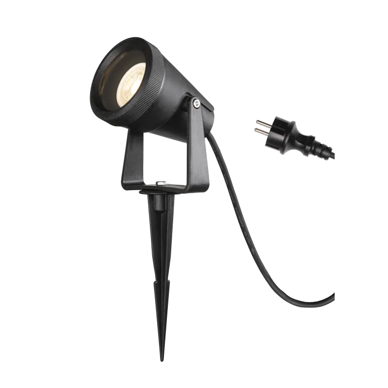 SAMRINA, spot sur piquet extérieur, noir, GU10/LED GU10 51mm, 7W max, IP65, plastique recyclé