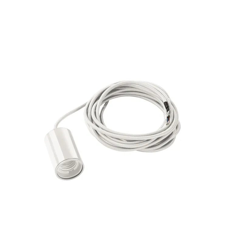 FITU, suspension intérieure, hauteur 9,1 cm, blanc, E27, 60W max, câble nu sans patère de 5m