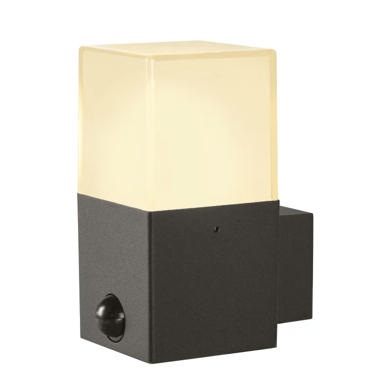 GRAFIT, applique extérieure, carré, anthracite, E27, 11W max, IP44, détecteur de mouvements