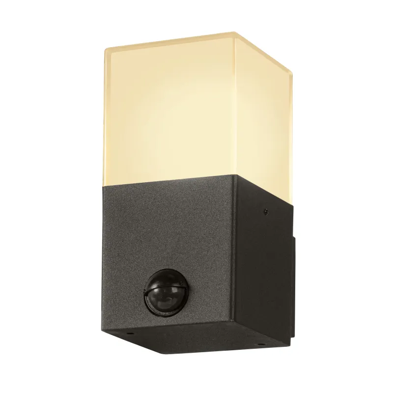 GRAFIT, applique extérieure, carré, anthracite, E27, 11W max, IP44, détecteur de mouvements