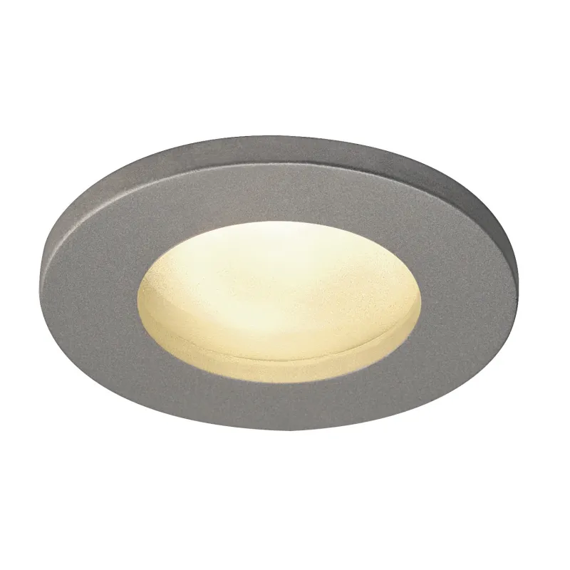 DOLIX OUT, encastré de plafond intérieur/extérieur, rond, gris, GU10/QPAR51, 50W max, IP65
