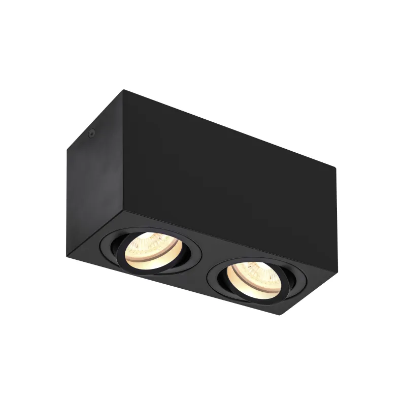 TRILEDO, plafonnier intérieur, double, rectangulaire, noir, GU10/LED GU10 51mm, 2x 10W max