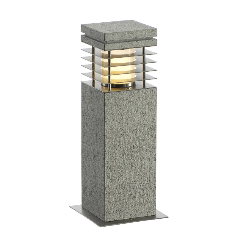 ARROCK GRANITE 40, borne extérieure, poivre et sel, E27, 15W max, IP44, granite, inox 304