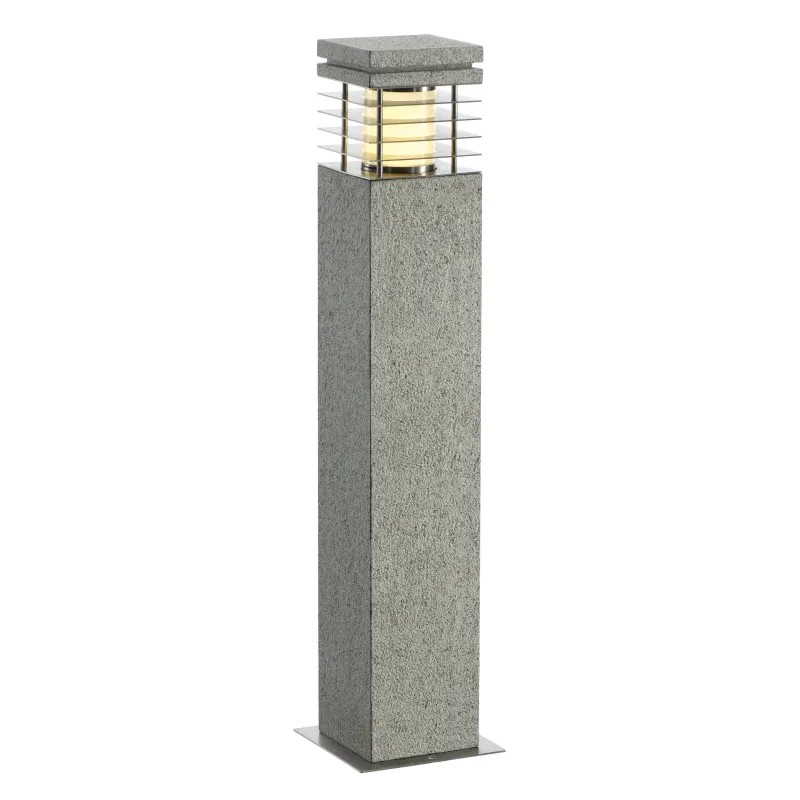 ARROCK GRANITE 70, borne extérieure, poivre et sel, E27, 15W max, IP44, granite, inox 304