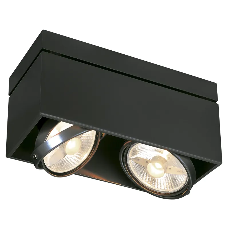 KARDAMOD, plafonnier intérieur, double, rectangulaire, noir mat, GU10/QPAR111, 2x 75W max