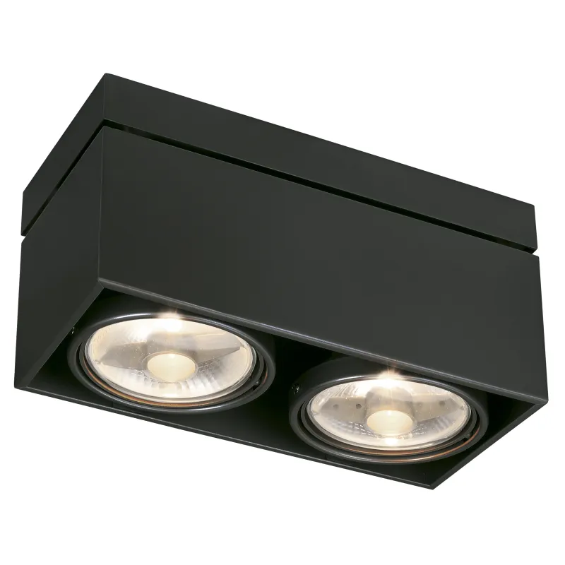 KARDAMOD, plafonnier intérieur, double, rectangulaire, noir mat, GU10/QPAR111, 2x 75W max