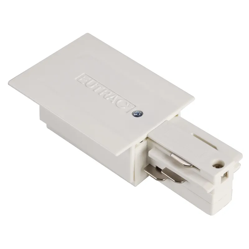 EUTRAC®, alimentation terre droite, intérieur, pour rail 3 allumages encastrable, blanc