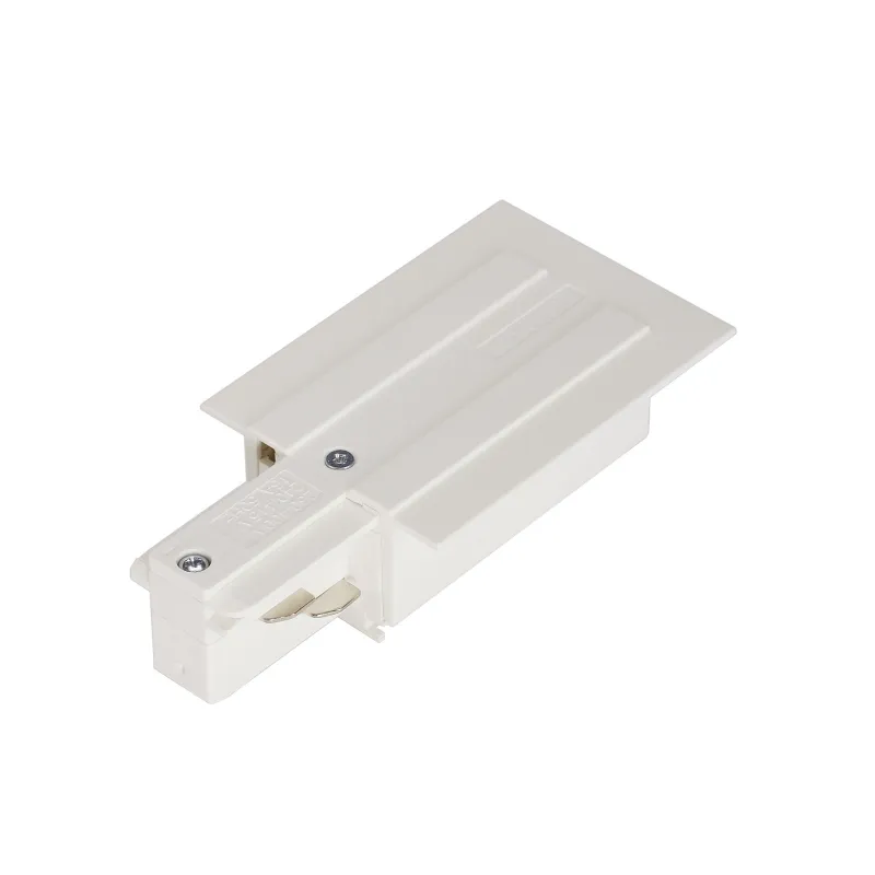 EUTRAC®, alimentation terre gauche, intérieur, pour rail 3 allumages encastrable, blanc