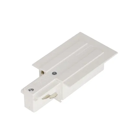 EUTRAC®, alimentation terre gauche, intérieur, pour rail 3 allumages encastrable, blanc