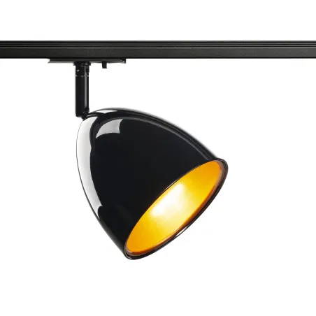 PARA CONE 14, spot pour rail 1 allumage intérieur, noir laqué/or, GU10/QPAR51, 25W max