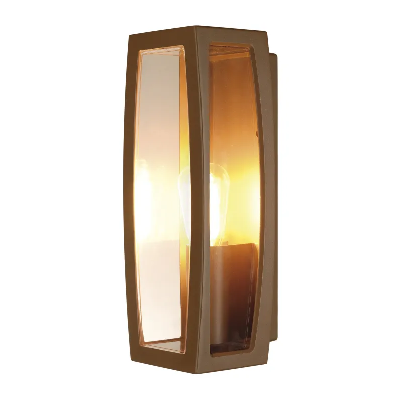 MERIDIAN BOX, applique extérieure, diffuseur transparent, rouille, E27, 25W max, IP54