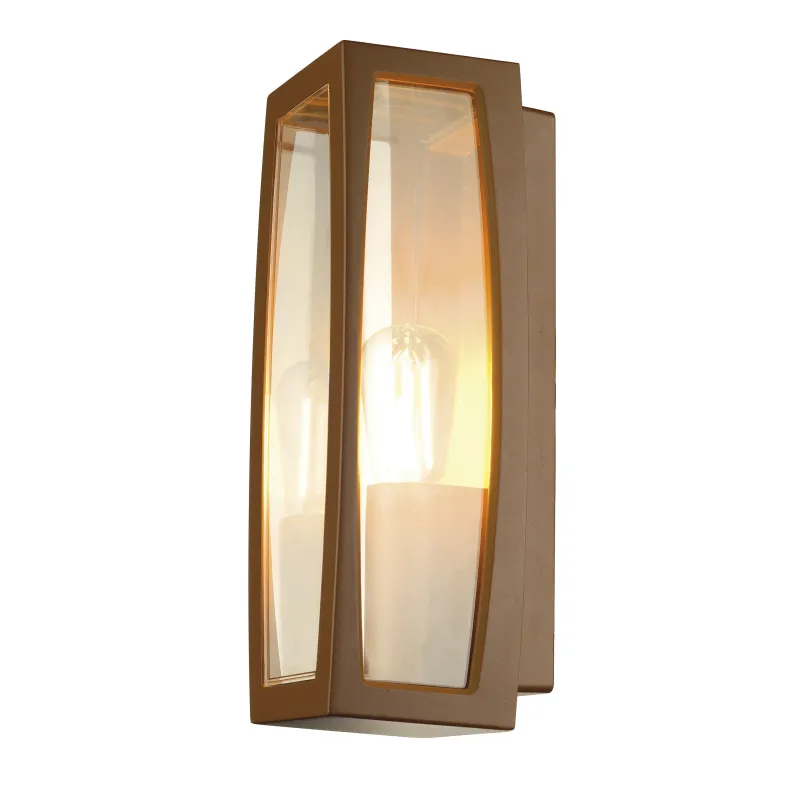 MERIDIAN BOX, applique extérieure, diffuseur transparent, rouille, E27, 25W max, IP54