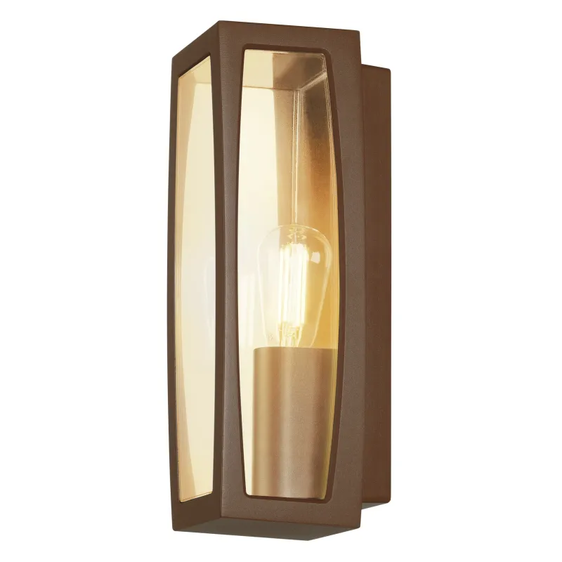 MERIDIAN BOX, applique extérieure, diffuseur transparent, rouille, E27, 25W max, IP54