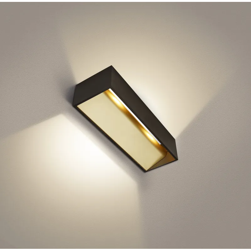 LOGS IN L, applique intérieure, rectangulaire, noir/laiton, LED, 17W, 3000K, variable
