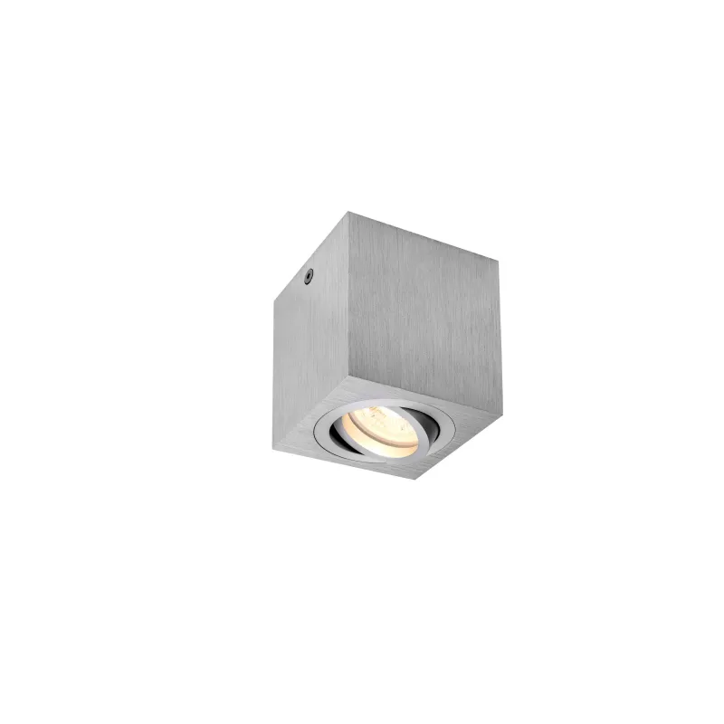 TRILEDO, plafonnier intérieur, simple, carré, alu brossé, GU10/LED GU10 51mm, 10W max