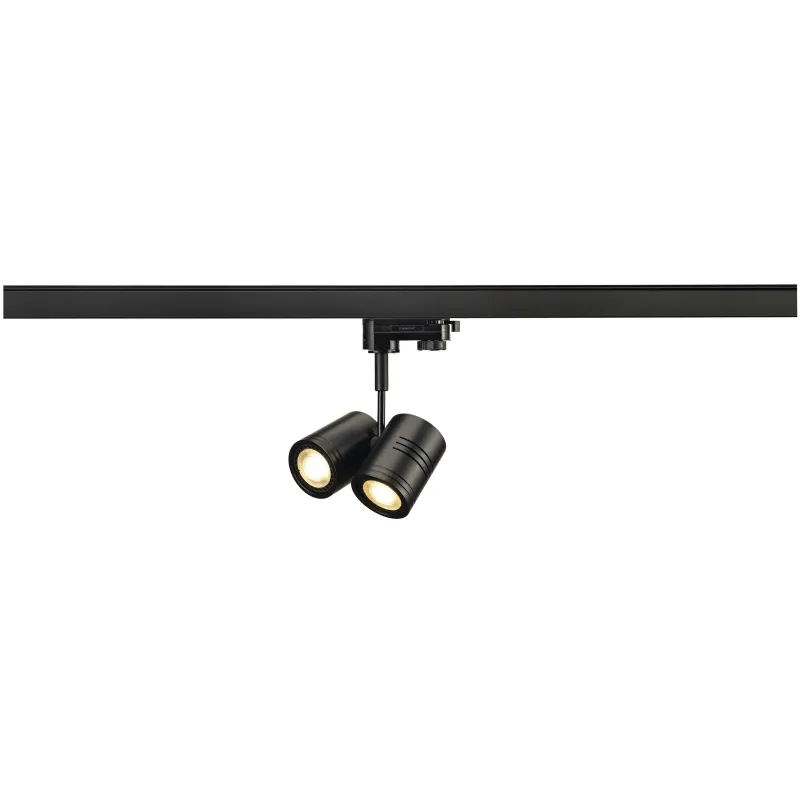 BIMA, spot pour rail 3 allumages intérieur, double, noir mat, GU10/QPAR51, 2x 50W max