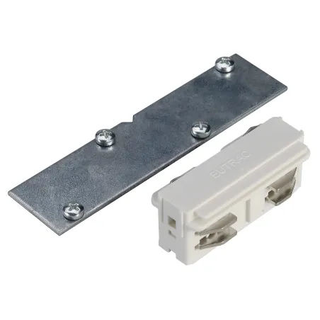 EUTRAC®, connecteur longitudinal, intérieur, pour rail 3 allumages encastrable, blanc