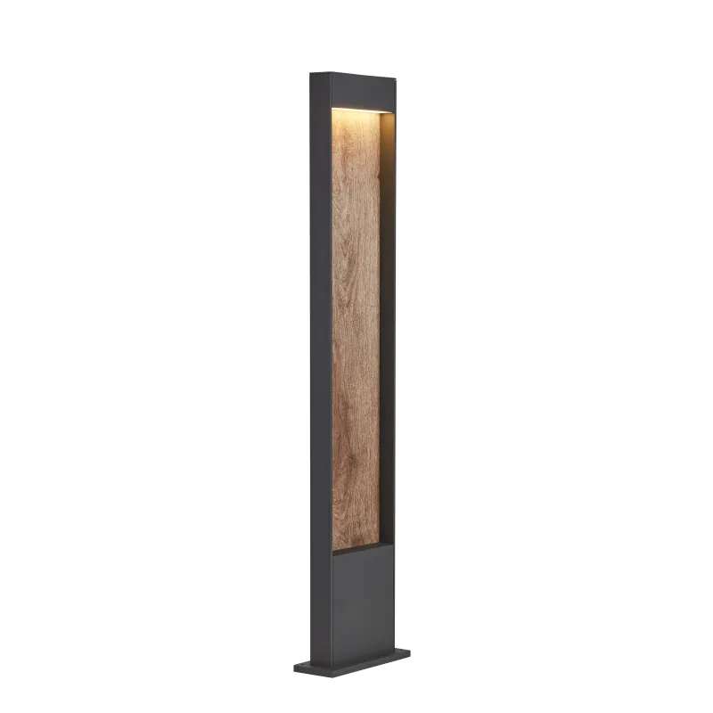 FLATT 100, borne extérieure, anthracite/imitation bois, LED, 9,7W, 3000K/4000K, IP65
