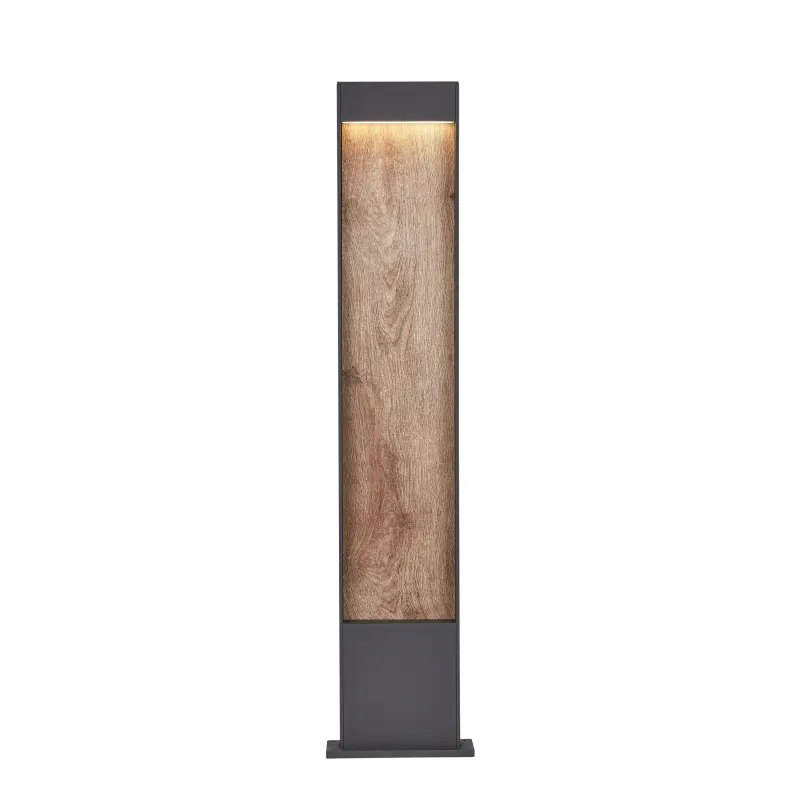FLATT 100, borne extérieure, anthracite/imitation bois, LED, 9,7W, 3000K/4000K, IP65