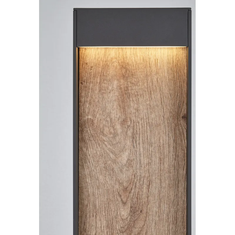 FLATT 100, borne extérieure, anthracite/imitation bois, LED, 9,7W, 3000K/4000K, IP65