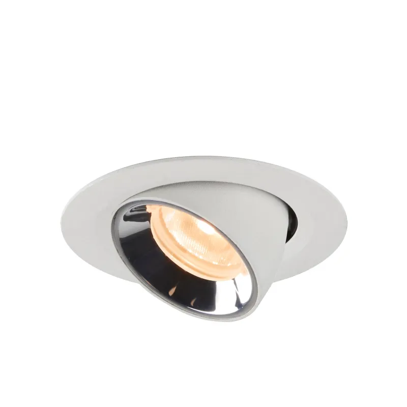 NUMINOS® GIMBLE XS, encastré de plafond intérieur, 20 deg , blanc/chrome, LED, 7W, 2700K