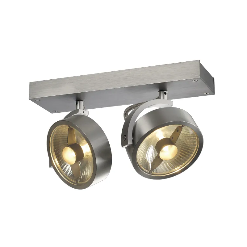 KALU, applique et plafonnier intérieur, double, alu brossé, GU10/QPAR111, 2x 75W max