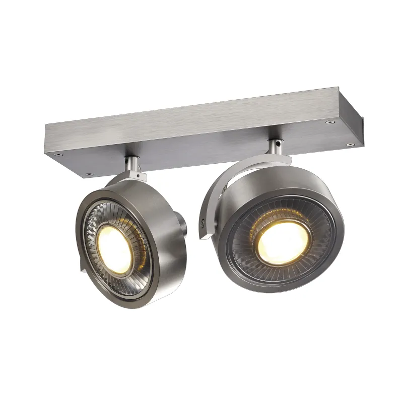 KALU, applique et plafonnier intérieur, double, alu brossé, GU10/QPAR111, 2x 75W max