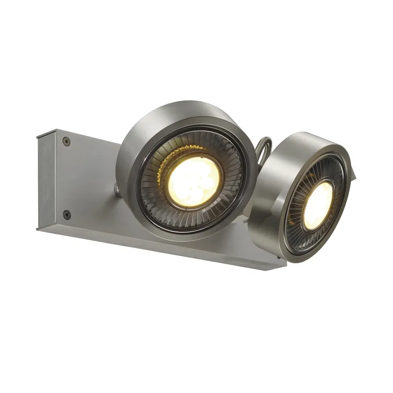 KALU, applique et plafonnier intérieur, double, alu brossé, GU10/QPAR111, 2x 75W max