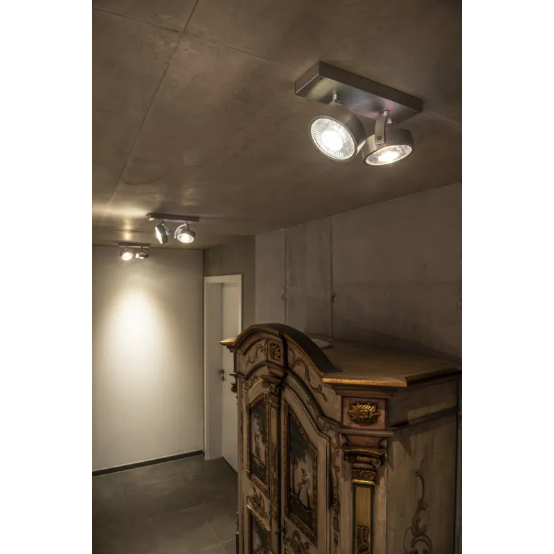 KALU, applique et plafonnier intérieur, double, alu brossé, GU10/QPAR111, 2x 75W max