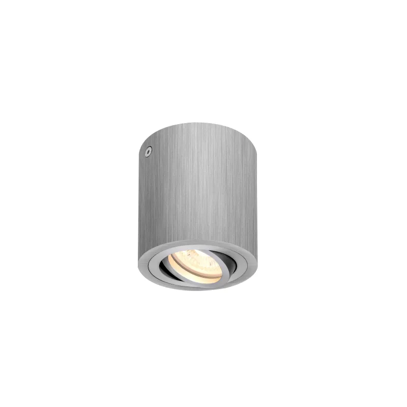 TRILEDO, plafonnier intérieur, simple, rond, alu brossé, GU10/LED GU10 51mm, 10W max