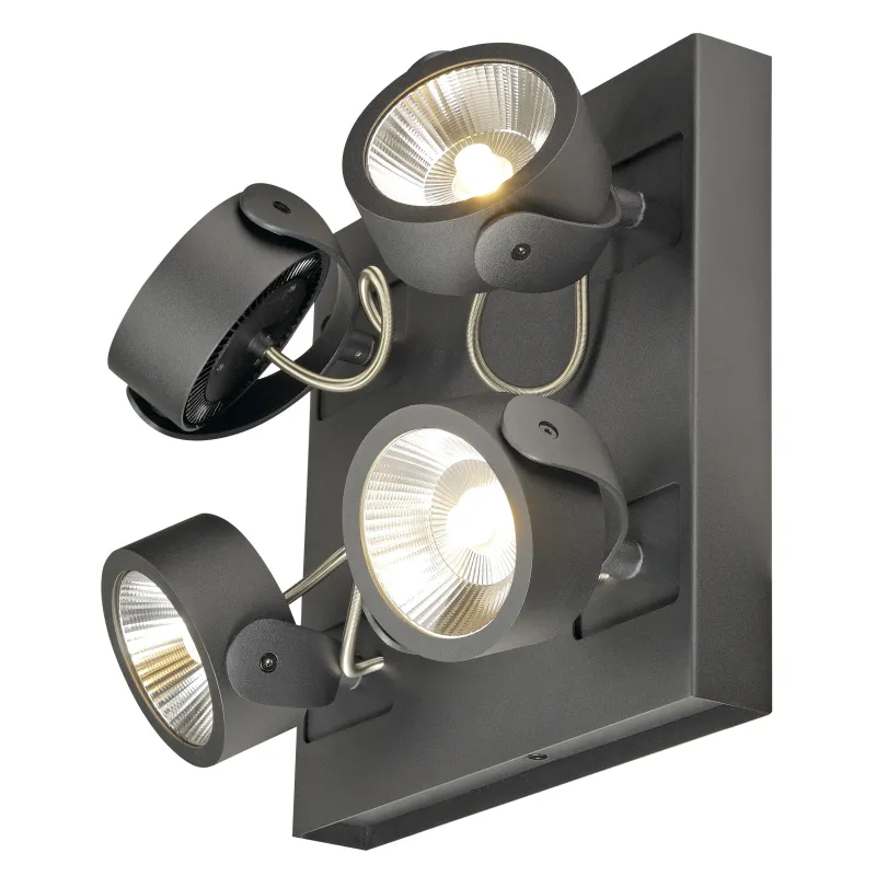 KALU, applique et plafonnier intérieur, quad, carré, noir, LED, 60W, 3000K, variable
