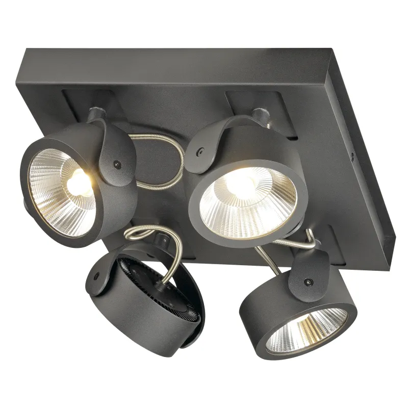 KALU, applique et plafonnier intérieur, quad, carré, noir, LED, 60W, 3000K, variable