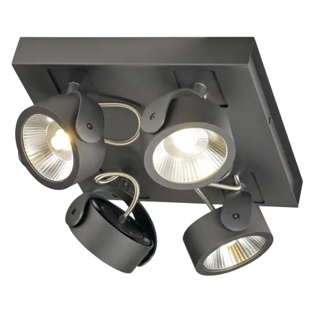KALU, applique et plafonnier intérieur, quad, carré, noir, LED, 60W, 3000K, variable